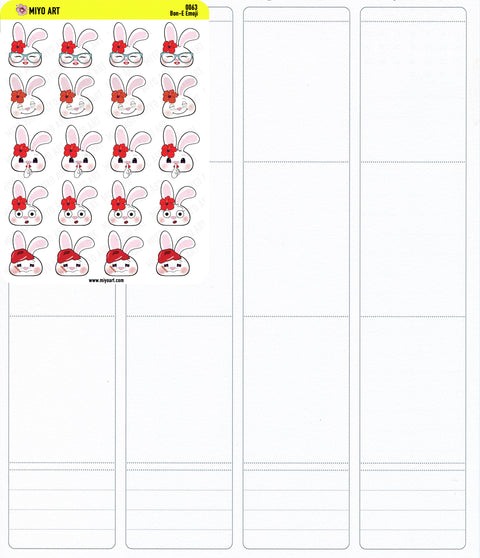 Bon-E Bunny Emoji Sticker Sheet Set #063