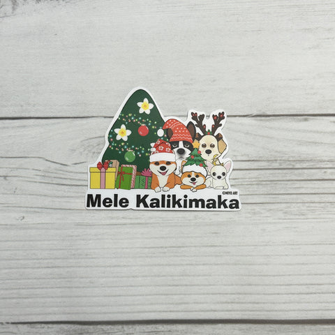 Mele Kalikimaka Christmas Vinyl Sticker Set of 4.