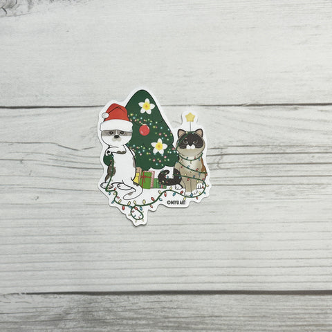 Ozzy & Maya Christmas Vinyl Sticker.