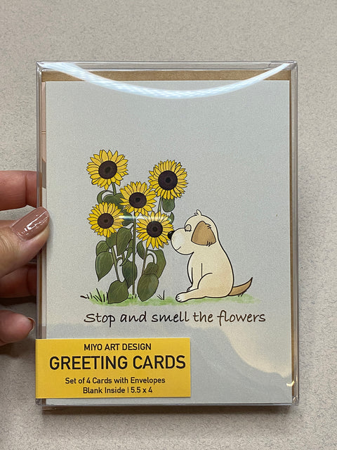 Spring Flowers Greeting Card Set with Envelopes.