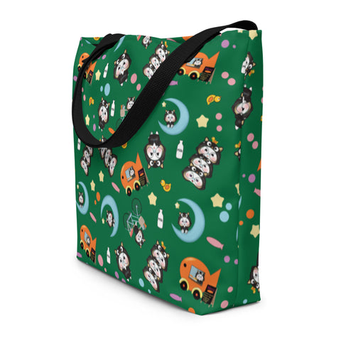 Ben-E Cat All-Over Print Large Tote Bag