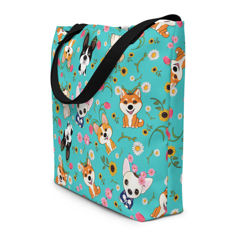 Dog Spring All-Over Print Large Tote Bag