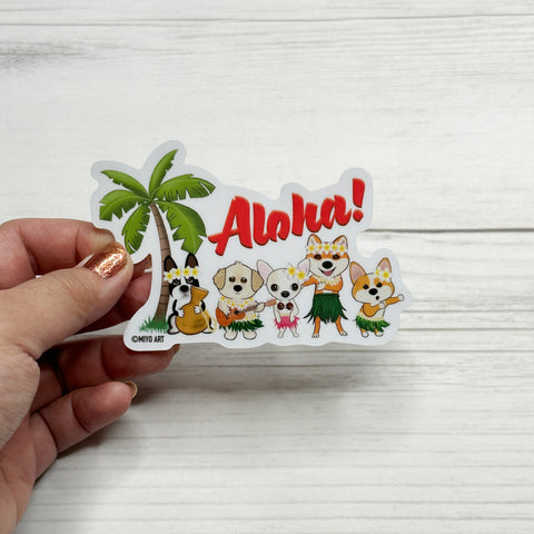 Aloha Dogs Vinyl Sticker.