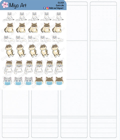 Cat's Life Sticker Sheet CL001 ||  For your Planners, Bullet Journal and Calendars.