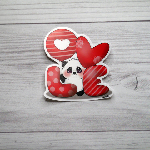Panda with Love Balloon Vinyl Sticker