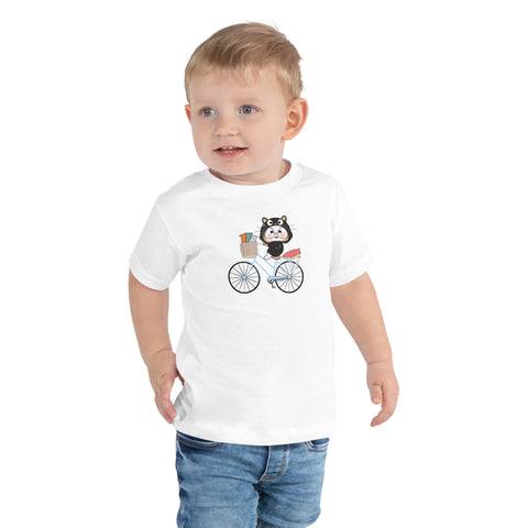 Ben-E Cat Bicycle Toddler Short Sleeve Tee