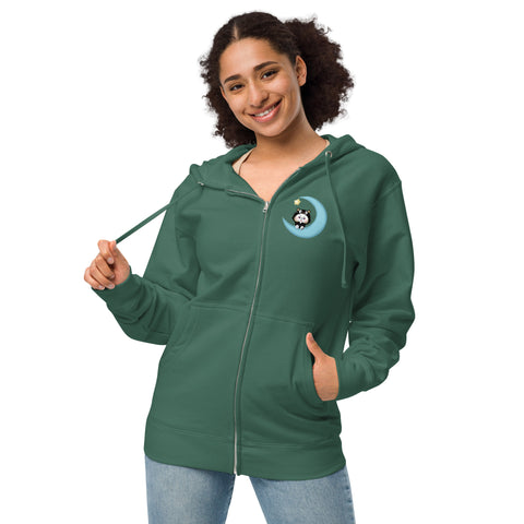 Ben-E Cat Moon (Design on Front Only) Unisex fleece zip up hoodie