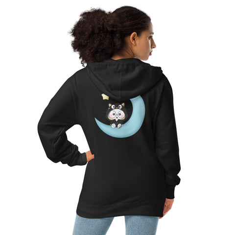 Ben-E Cat Moon (Design on Back Only) Unisex fleece zip up hoodie