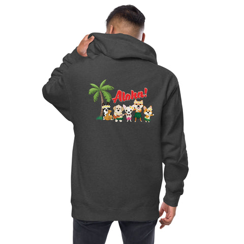 Aloha Dogs (Design on Back Only) Unisex fleece zip up hoodie