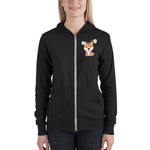 Shiba Spring (Design on Front Only) Unisex zip hoodie