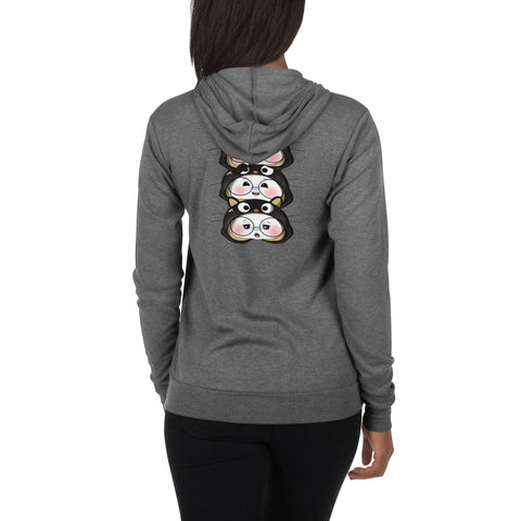 Ben-E Cat Stack (Design on Back Only) Unisex zip hoodie