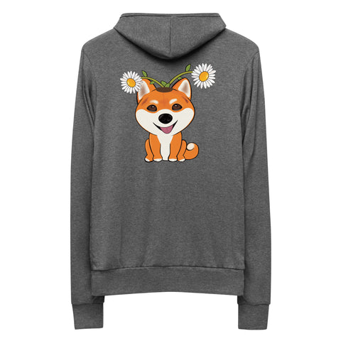 Shiba Spring (Design on Back Only) Unisex zip hoodie