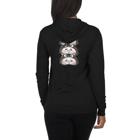 Ben-E Cat Stack (Design on Back Only) Unisex zip hoodie