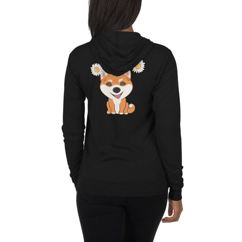 Shiba Spring (Design on Back Only) Unisex zip hoodie