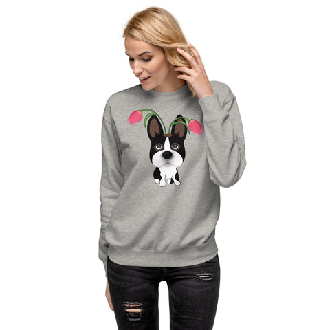 Boston Bull Terrier Tulips Unisex Premium Sweatshirt