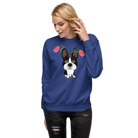 Boston Bull Terrier Tulips Unisex Premium Sweatshirt