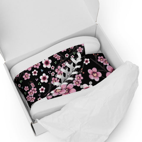 Sakura Print Women’s high top canvas shoes