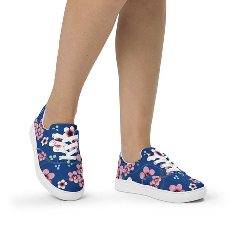 Sakura Print Women’s lace-up canvas shoes