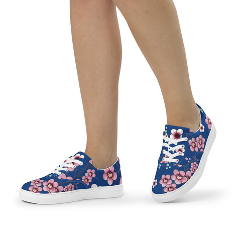 Sakura Print Women’s lace-up canvas shoes