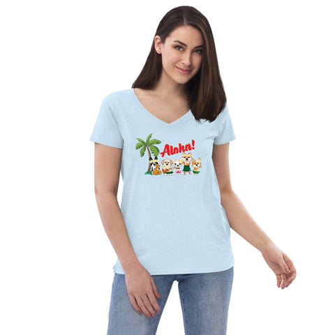 Aloha Dogs Women’s recycled v-neck t-shirt