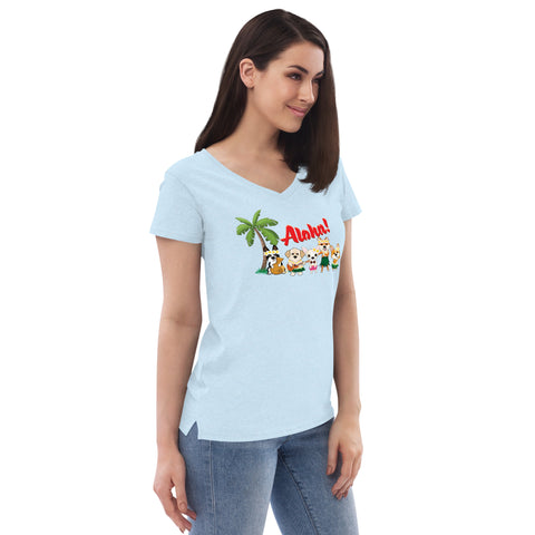 Aloha Dogs Women’s recycled v-neck t-shirt