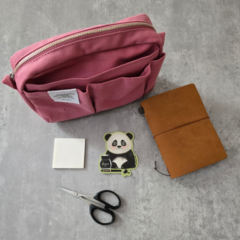 Panda with fountain pen and ink bottle vinyl sticker.