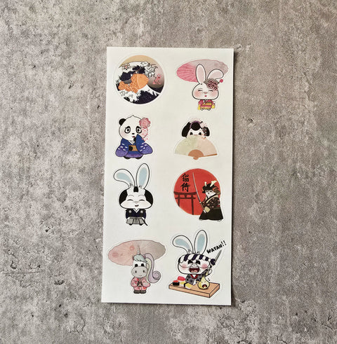 Kimono Critters Sticker Sheet (2 Sheets)