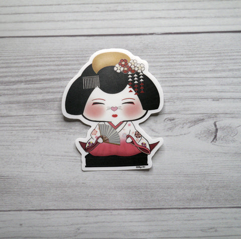Bon-E Geisha Sitting on Platform Vinyl Sticker