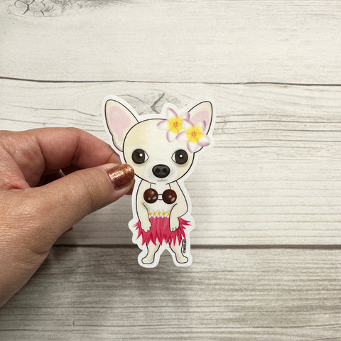 Aloha Chalupa Chihuahua vinyl sticker.