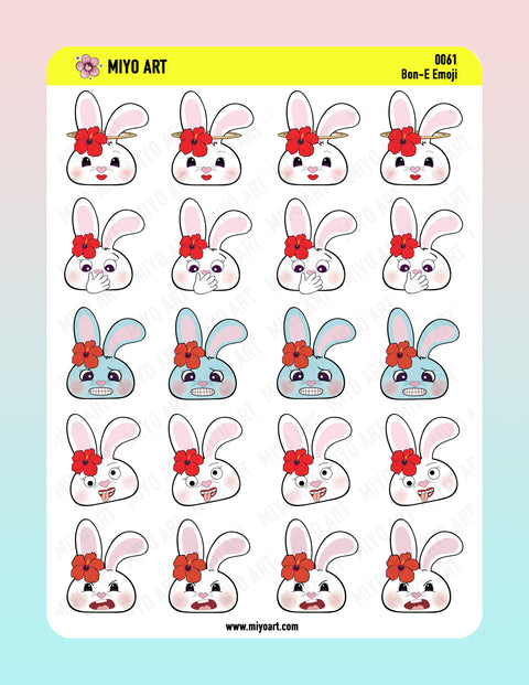 Bon-E Bunny Emoji Sticker Sheet Set #061