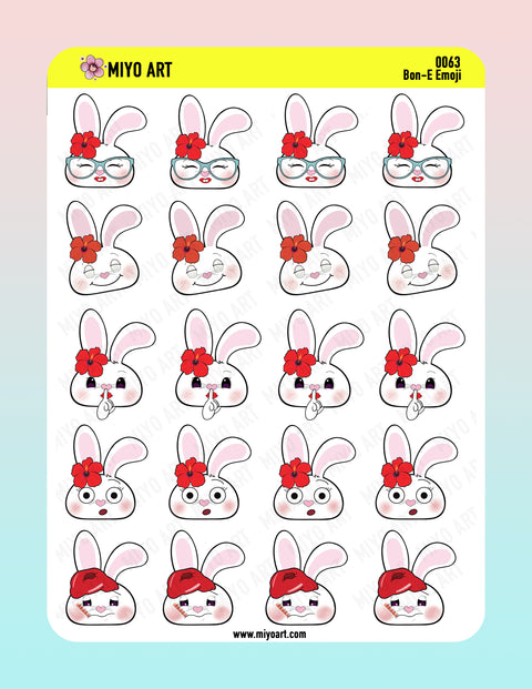Bon-E Bunny Emoji Sticker Sheet Set #063