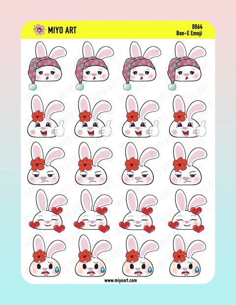 Bon-E Bunny Emoji Sticker Sheet Set #064