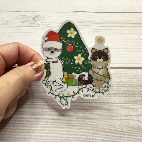 Ozzy & Maya Christmas Vinyl Sticker.