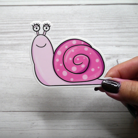 Shelly Snail Pink Polka Dot Shell Vinyl Sticker