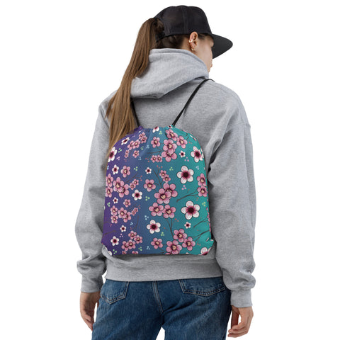 Sakura Print Drawstring bag