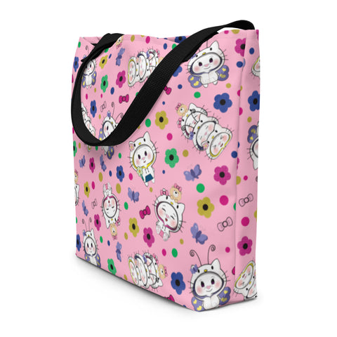 Bon-E Kitty All-Over Print Large Tote Bag