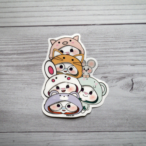 Ben-E & Bon-E Chums Stack Vinyl Sticker.