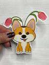 Corgi Tulip Vinyl Sticker.