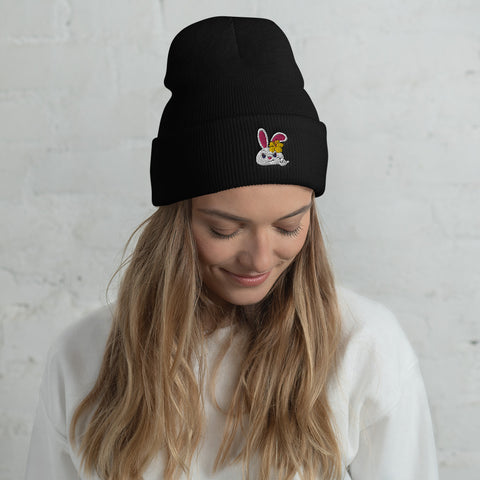 Bon-E Bunny Hibiscus (Embroidered) Cuffed Beanie