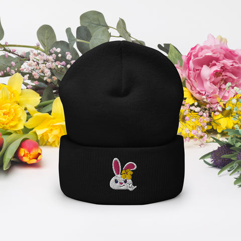 Bon-E Bunny Hibiscus (Embroidered) Cuffed Beanie