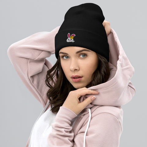 Bon-E Bunny Hibiscus (Embroidered) Cuffed Beanie