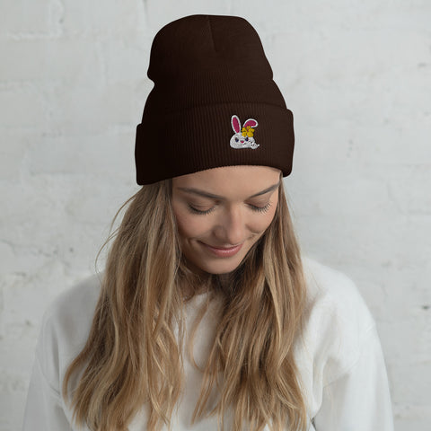 Bon-E Bunny Hibiscus (Embroidered) Cuffed Beanie