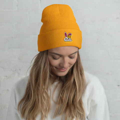 Bon-E Bunny Hibiscus (Embroidered) Cuffed Beanie