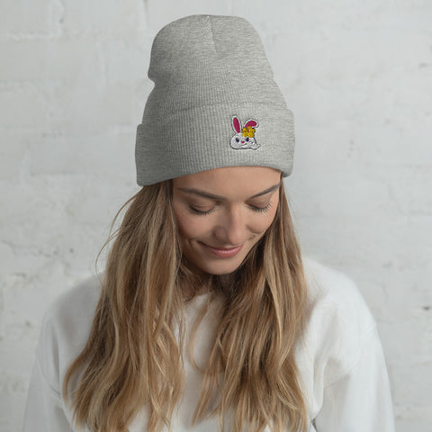 Bon-E Bunny Hibiscus (Embroidered) Cuffed Beanie
