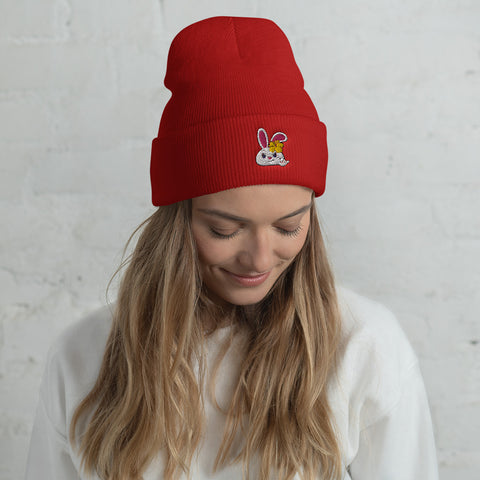 Bon-E Bunny Hibiscus (Embroidered) Cuffed Beanie