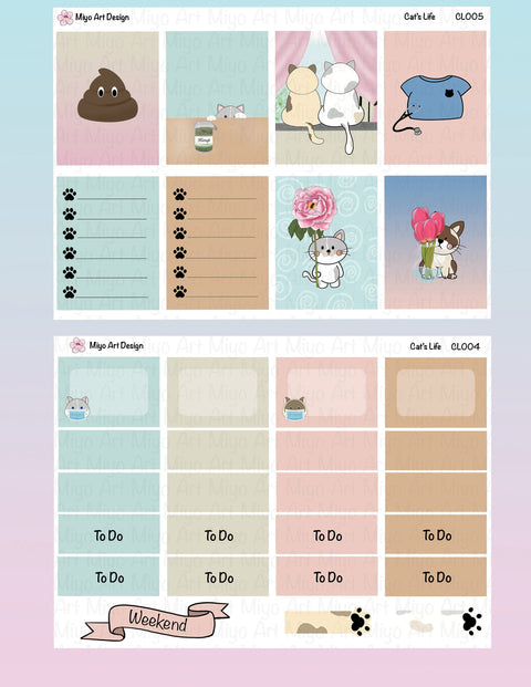 Cat's Life Vertical Planner Mini Kit CL004,005 ||  For your Planners, Bullet Journal and Calendars.