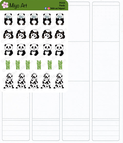 Panda's sticker sheet || Hand Drawn Sticker Sheets for Planners, Journals, Calendars.