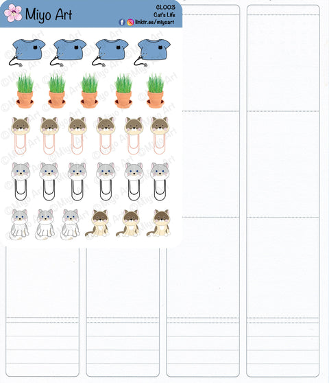 Cat's Life Sticker Sheet CL003 ||  For your Planners, Bullet Journal and Calendars.