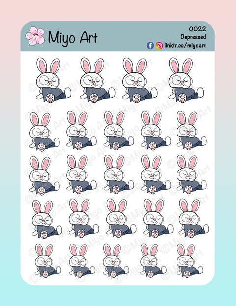 Depressed Sticker Sheet || Hand Drawn, In House Printed for your Planners, Journals and Bullet Journals.