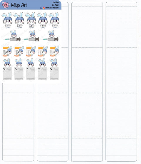 Dr. Appt. Emoji || Hand Drawn, In House printed Sticker Sheets